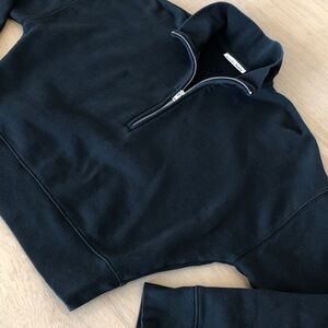 Reformation Women's Half Zip Marla Sweatshirt in Black , Cropped - Size Small